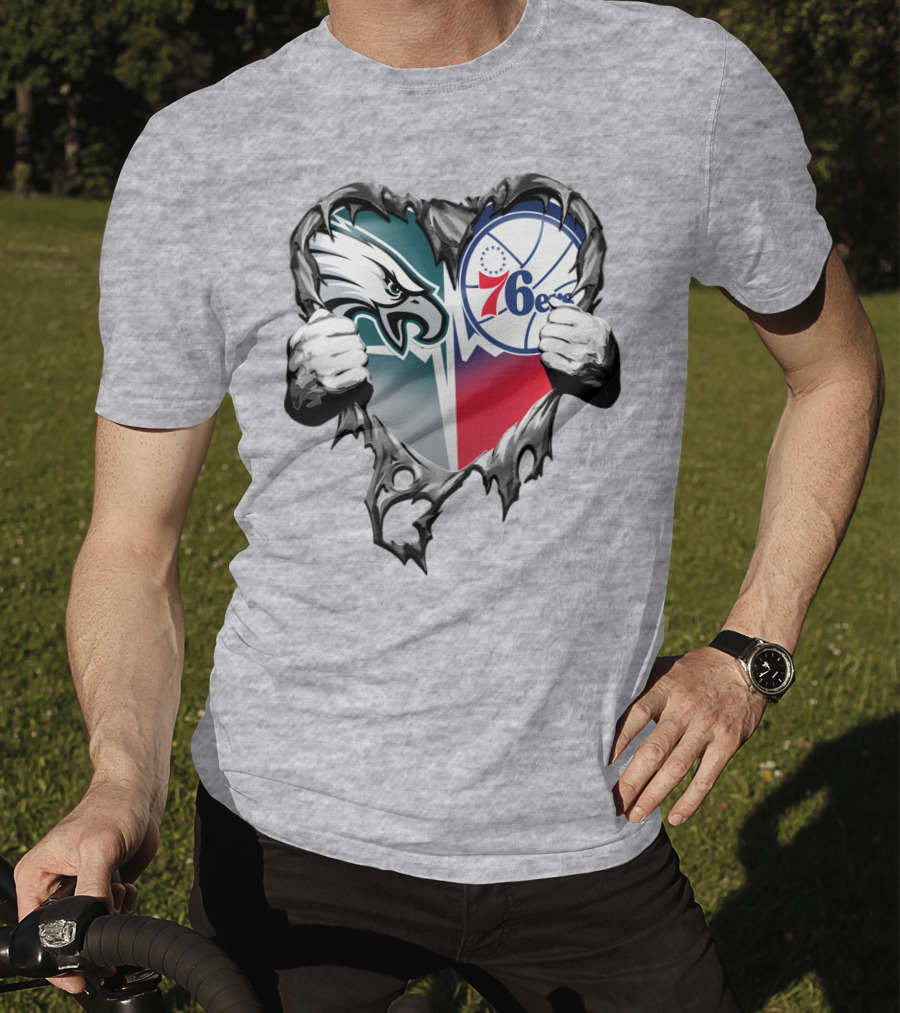 Philadelphia Eagles And 76ers Heart T-Shirt