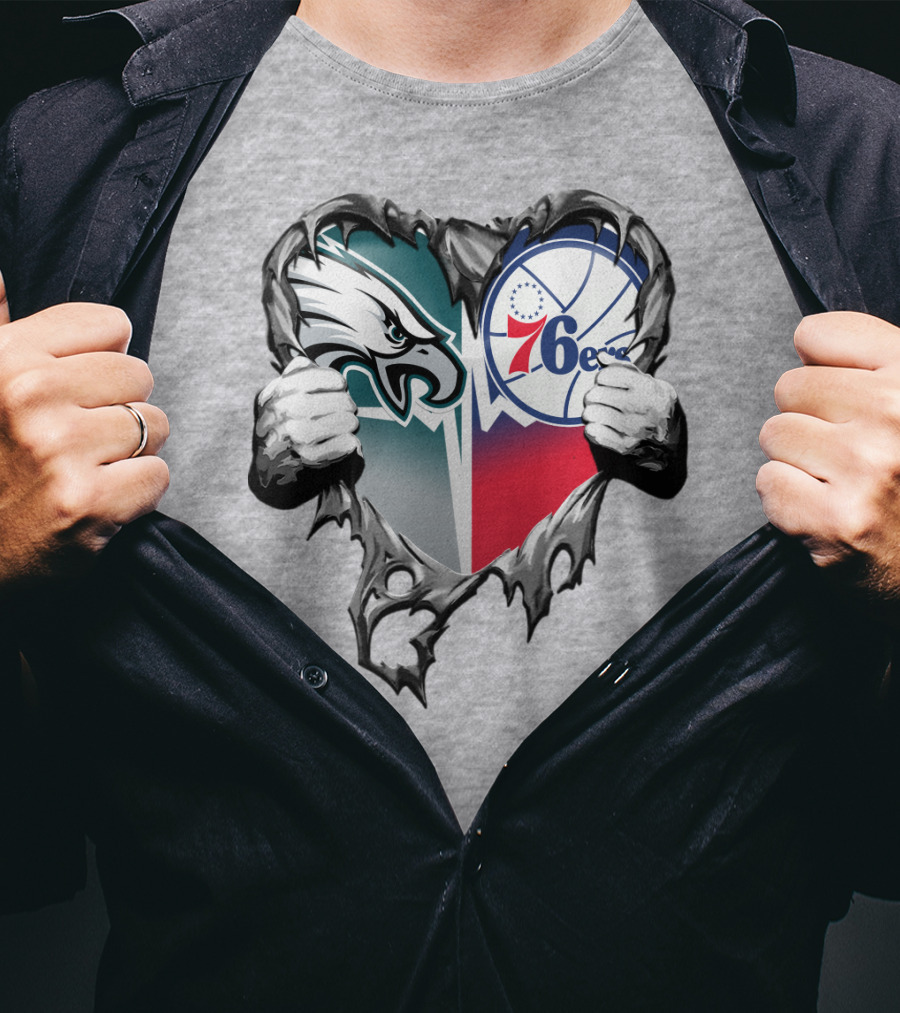Philadelphia Eagles And 76ers Heart T-Shirt