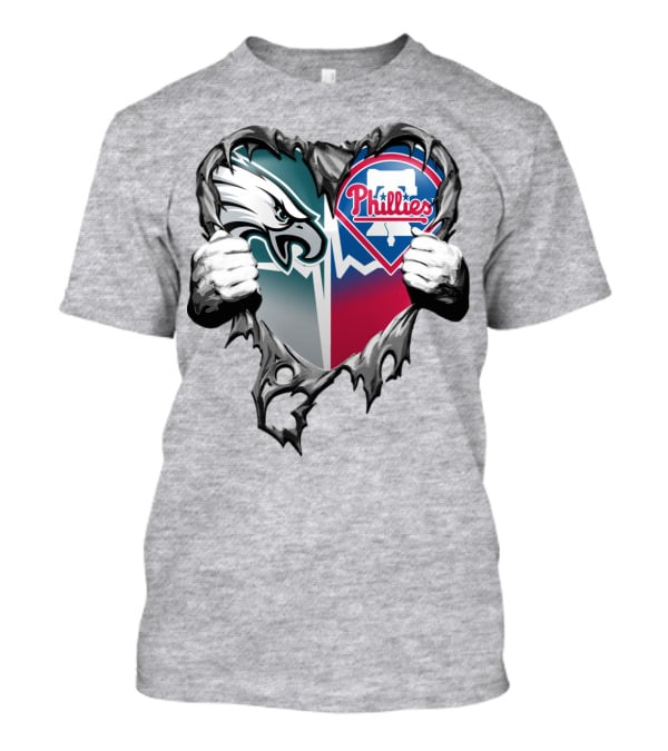 Eagles Phillies Heart Logo Blend T-Shirt
