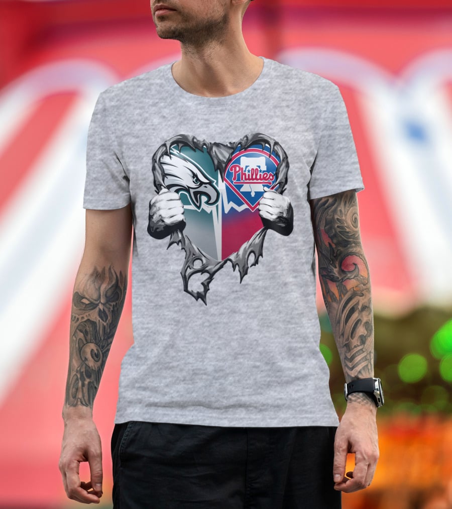 Eagles Phillies Heart Logo Blend T-Shirt