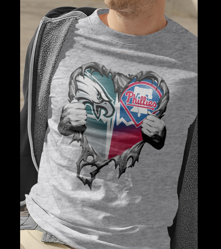 Eagles Phillies Heart Logo Blend T-Shirt