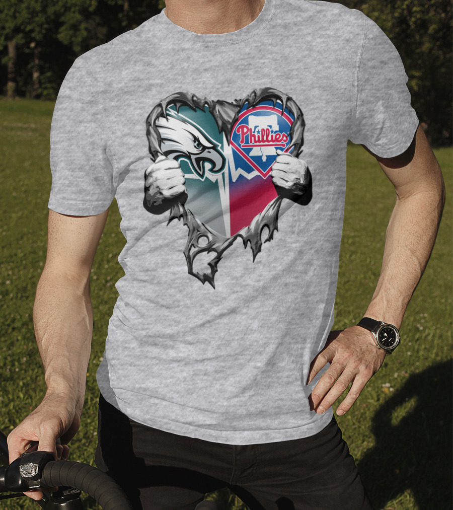 Eagles Phillies Heart Logo Blend T-Shirt