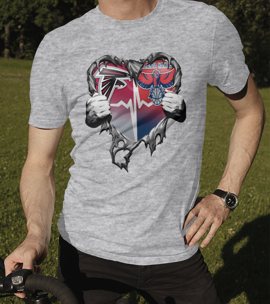 Atlanta Falcons Atlanta Hawks Heartbeat Rip Effect T-Shirt