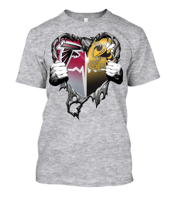 Falcons Georgia Tech Yellow Jackets Breaking Heart T-Shirt