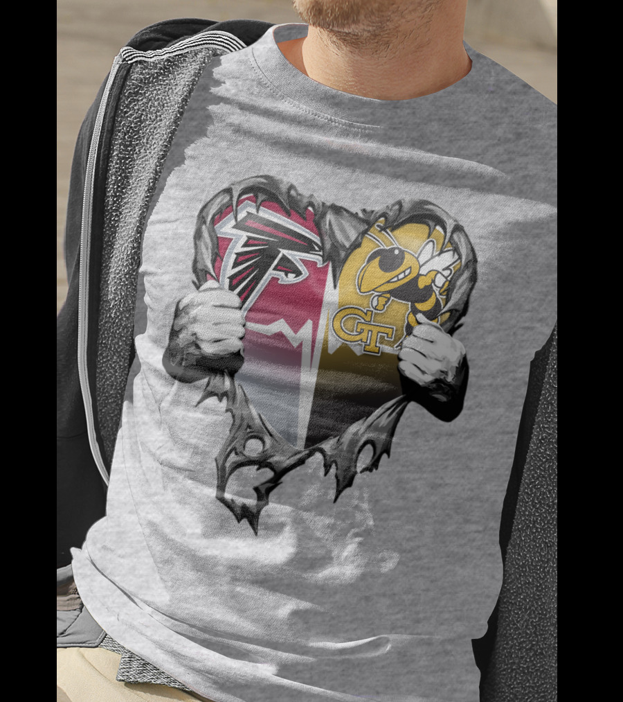 Falcons Georgia Tech Yellow Jackets Breaking Heart T-Shirt