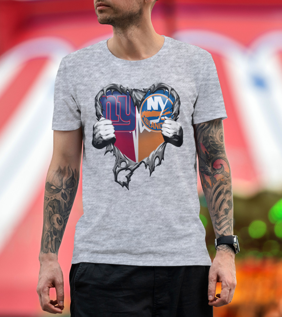Ny Giants And Ny Islanders Heart T-Shirt