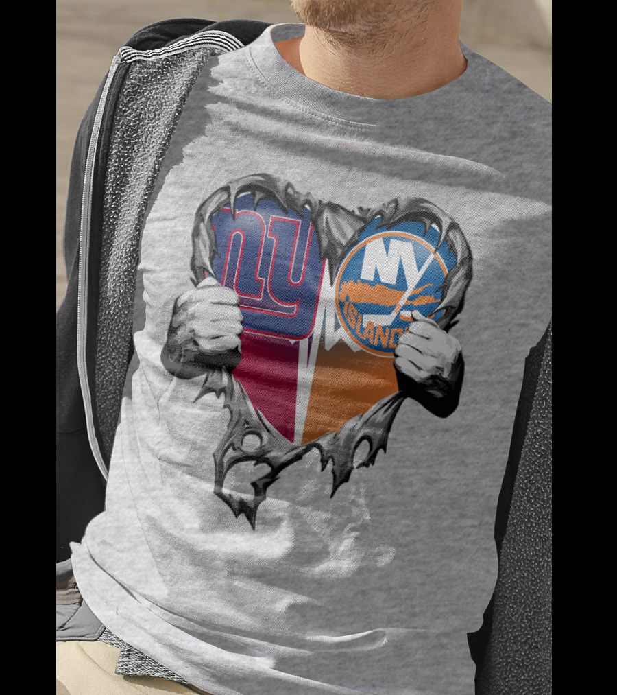 Ny Giants And Ny Islanders Heart T-Shirt