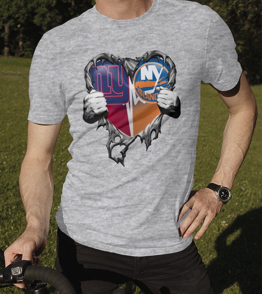 Ny Giants And Ny Islanders Heart T-Shirt