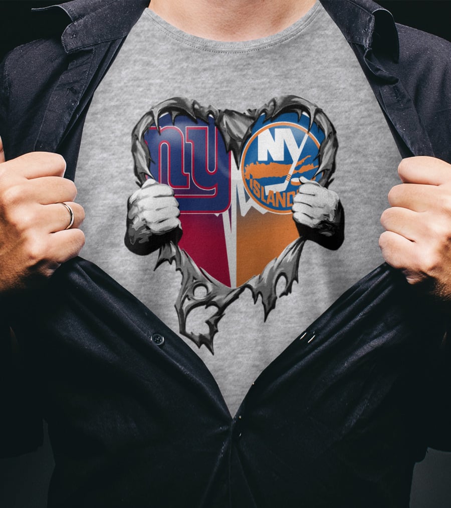 Ny Giants And Ny Islanders Heart T-Shirt