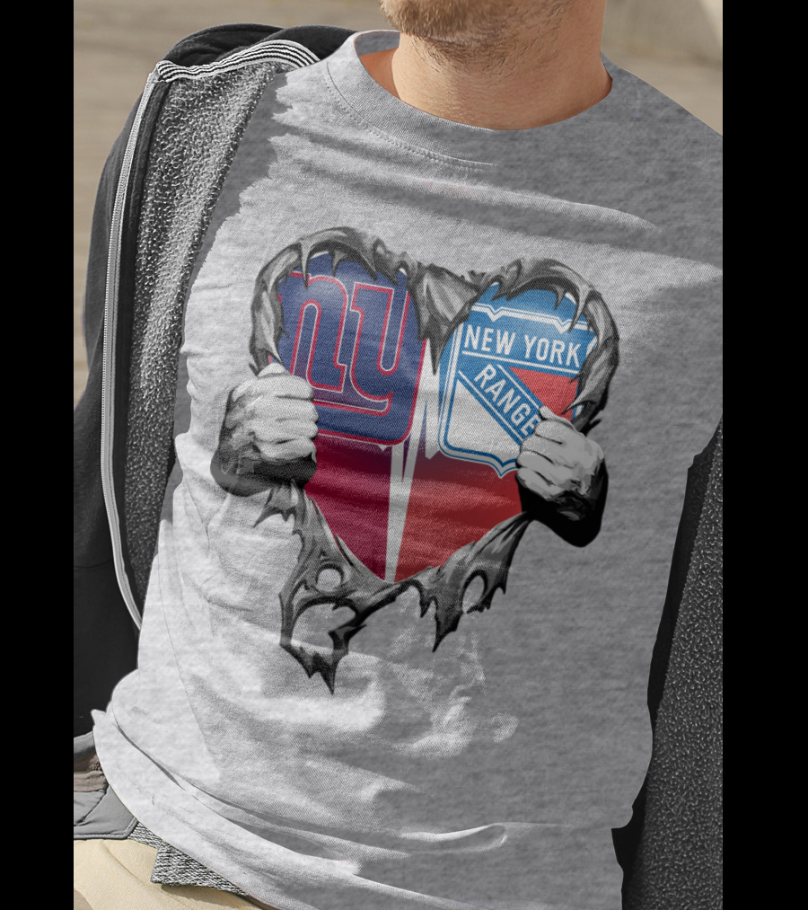 New York Giants And New York Rangers Heart Design Xatt064 T-Shirt