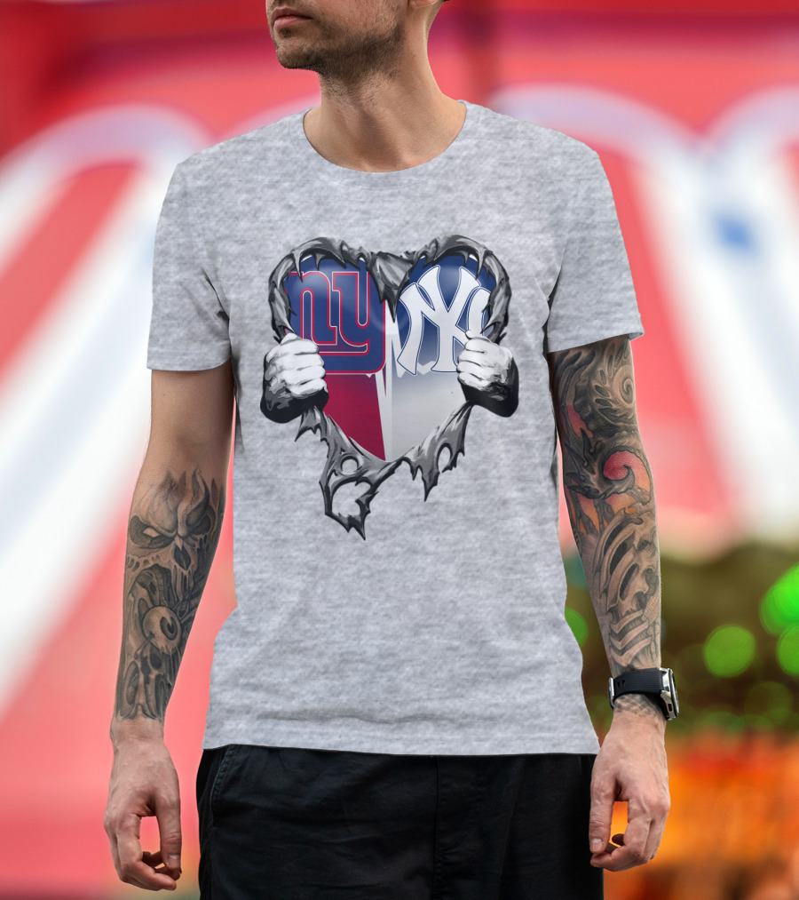 New York Giants Ny Yankees Heart T-Shirt
