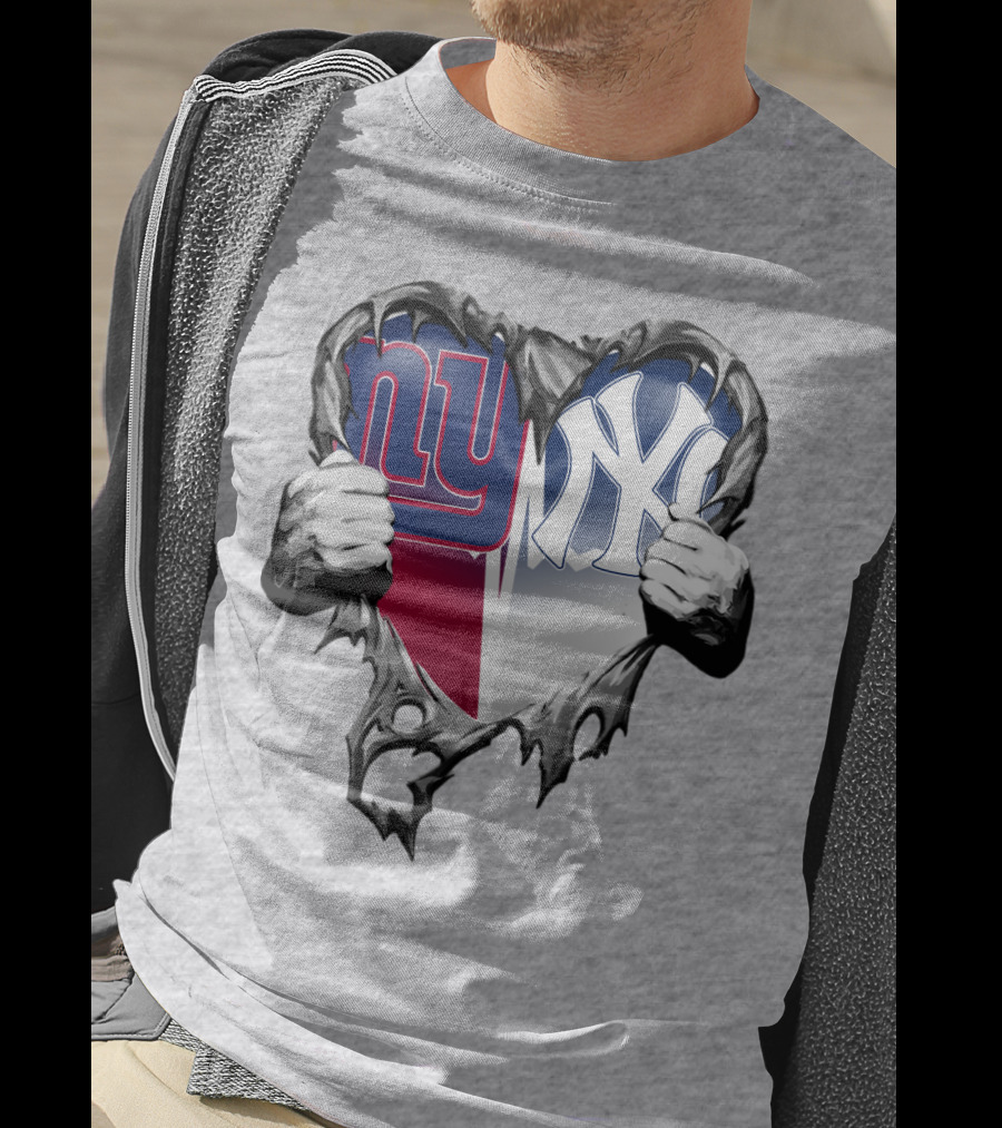 New York Giants Ny Yankees Heart T-Shirt