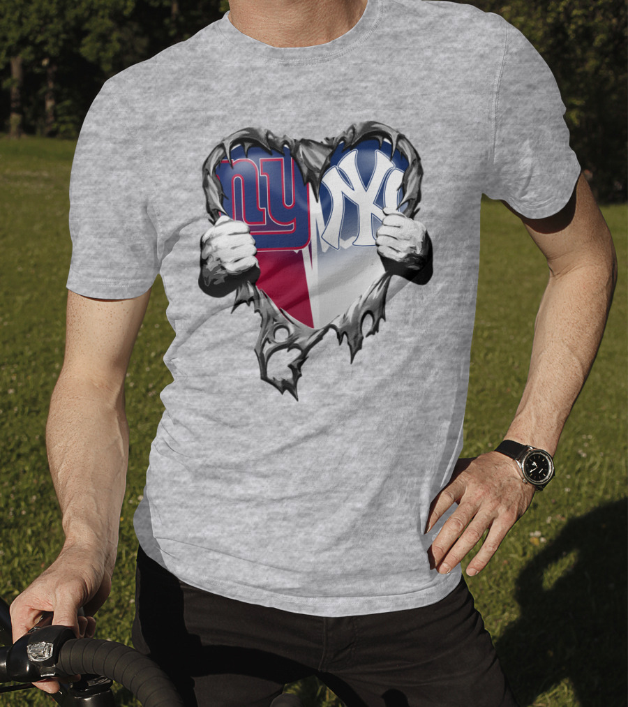 New York Giants Ny Yankees Heart T-Shirt