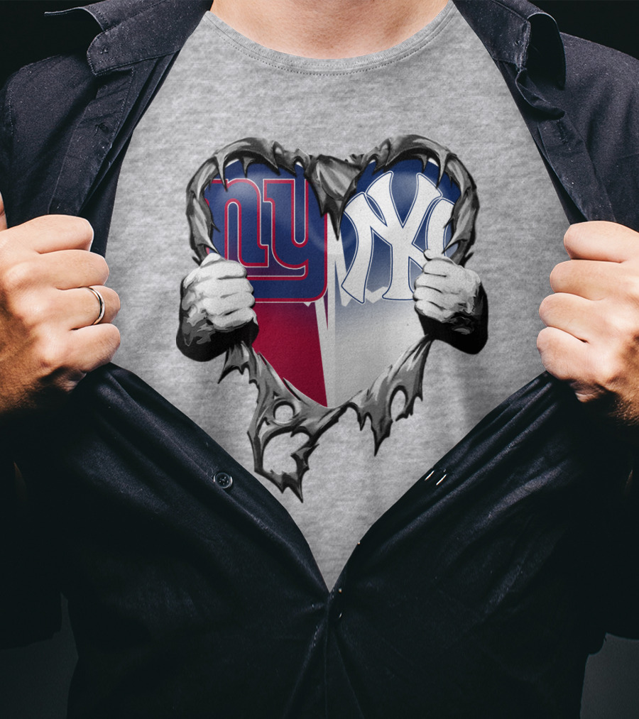 New York Giants Ny Yankees Heart T-Shirt