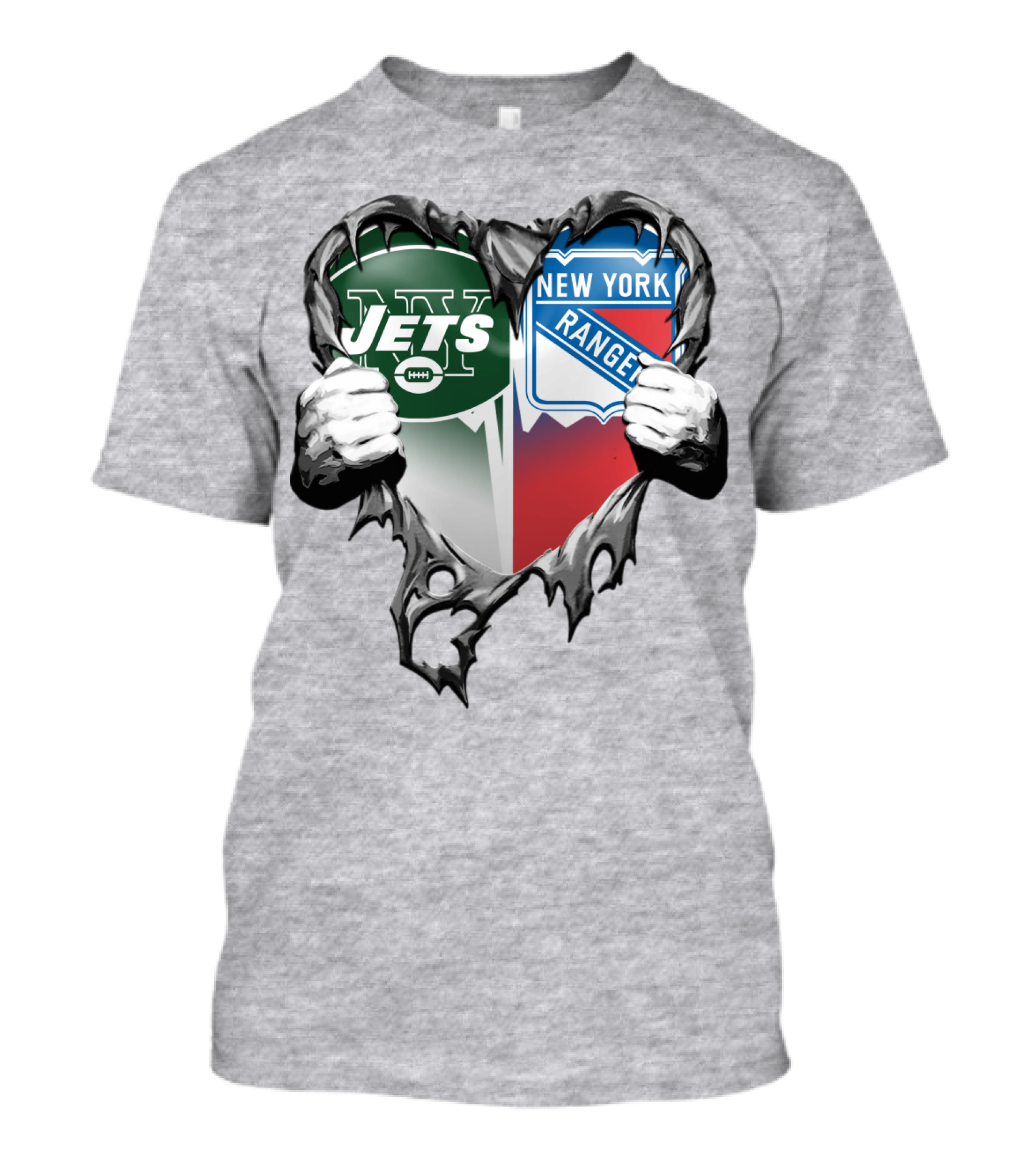 New York Jets Rangers Heart Split T-Shirt