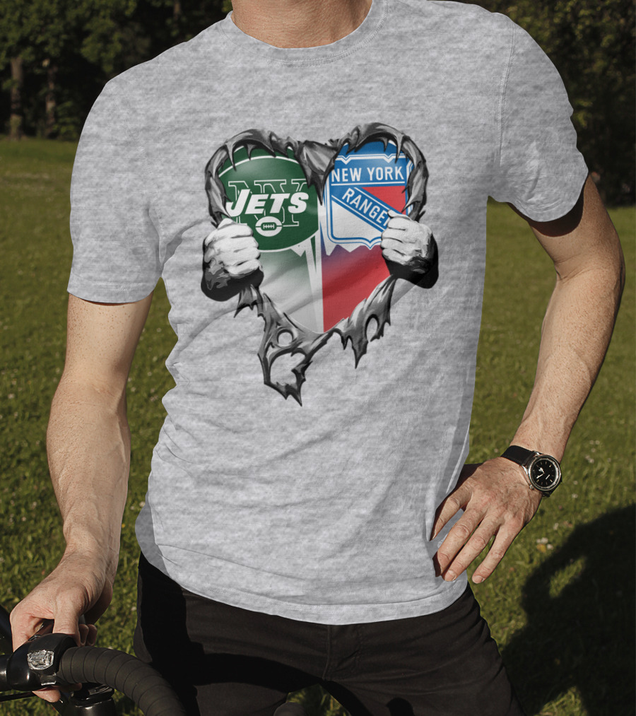 New York Jets Rangers Heart Split T-Shirt