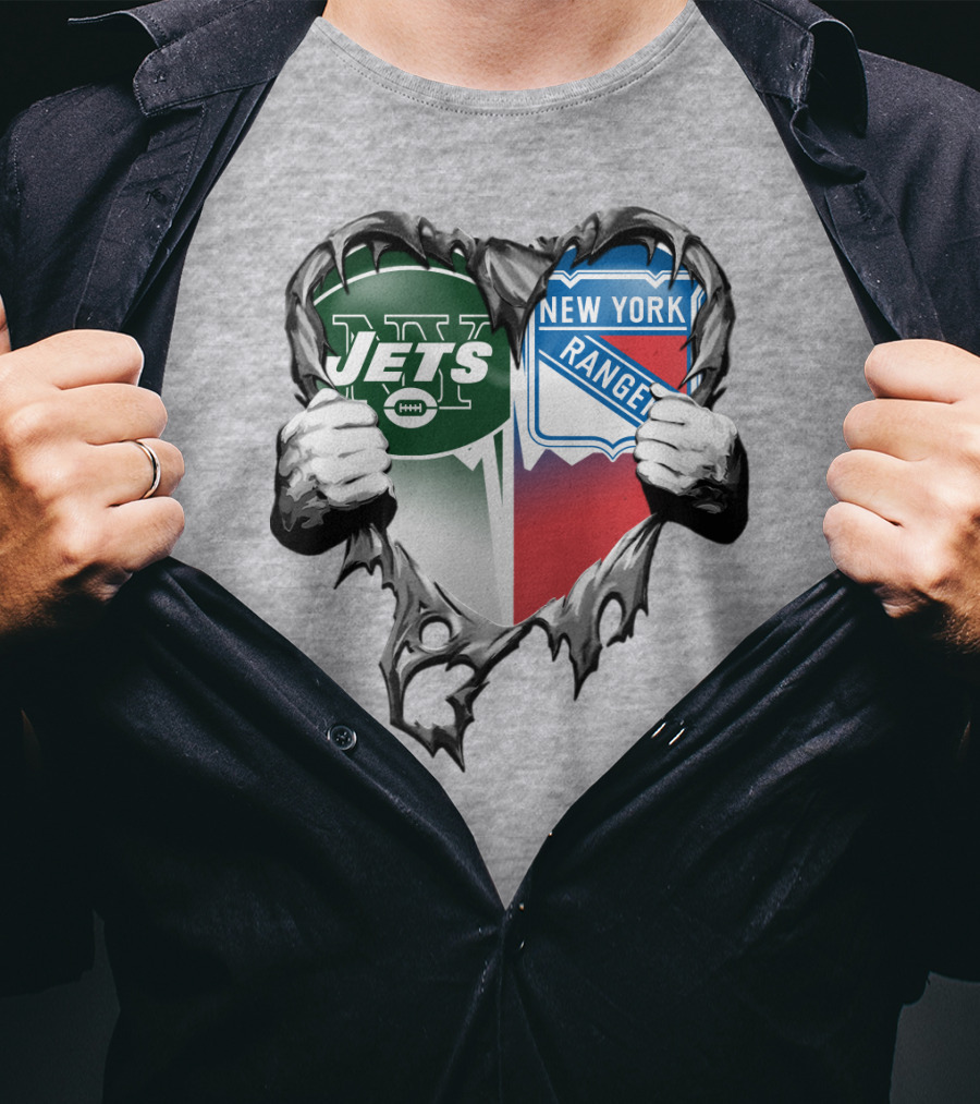 New York Jets Rangers Heart Split T-Shirt