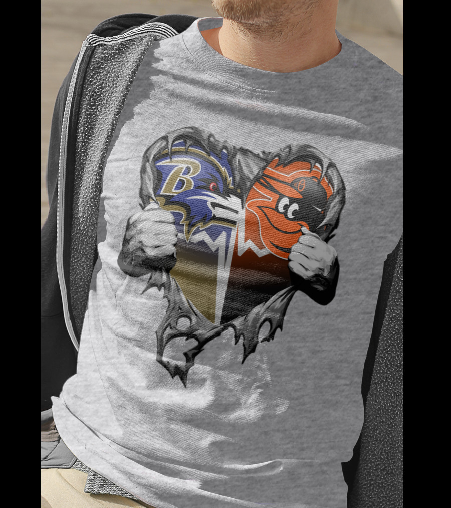 Baltimore Ravens Orioles Heart T-Shirt