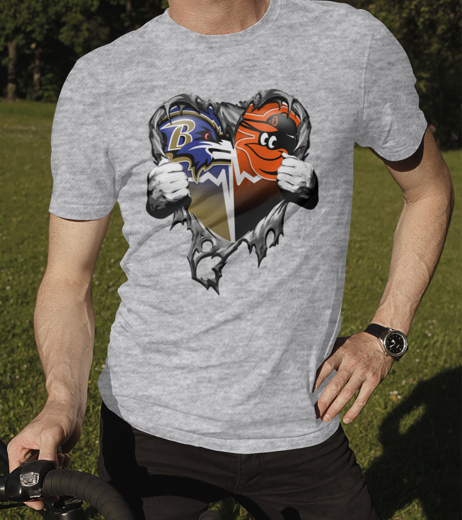 Baltimore Ravens Orioles Heart T-Shirt
