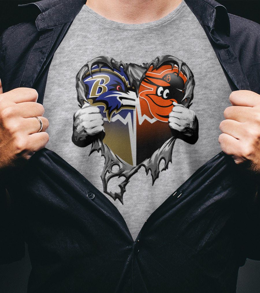 Baltimore Ravens Orioles Heart T-Shirt