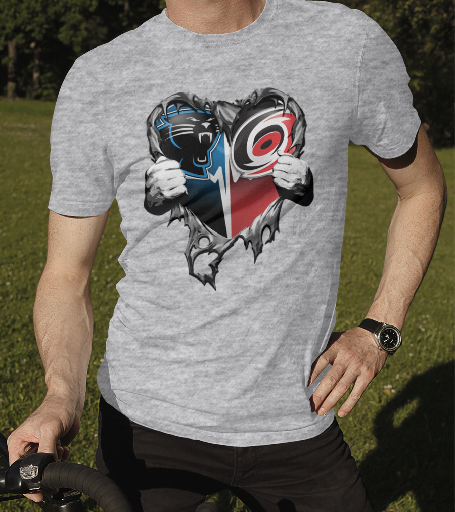Carolina Panthers Hurricanes Heart T-Shirt