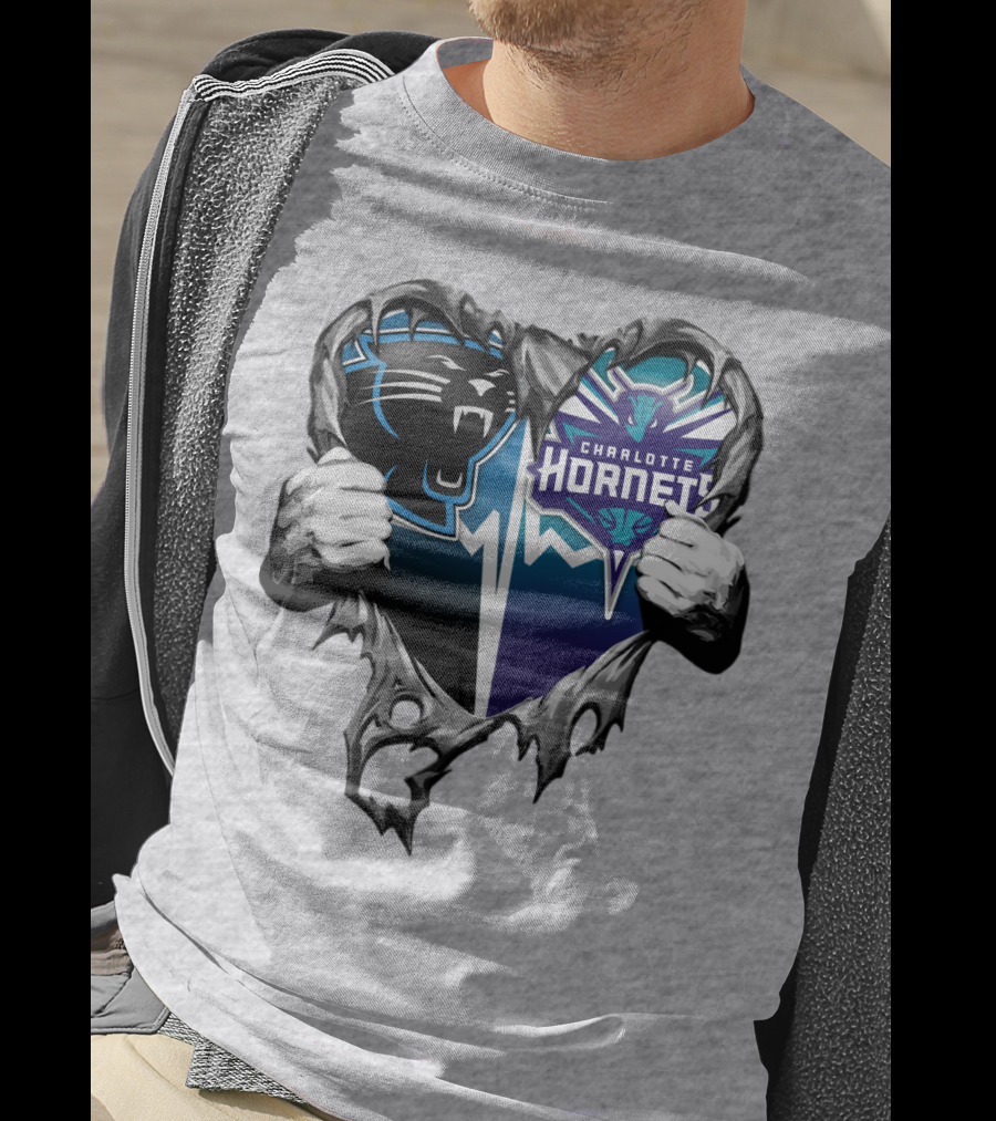 Carolina Panthers Charlotte Hornets Heart T-Shirt
