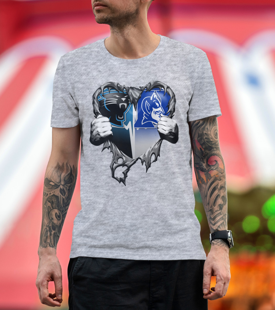 Carolina Panthers Duke Blue Devils Heart T-Shirt