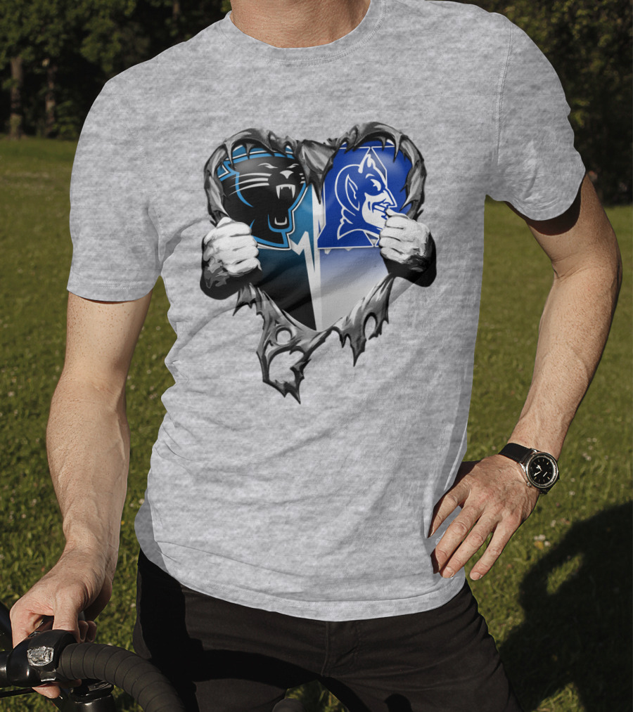 Carolina Panthers Duke Blue Devils Heart T-Shirt