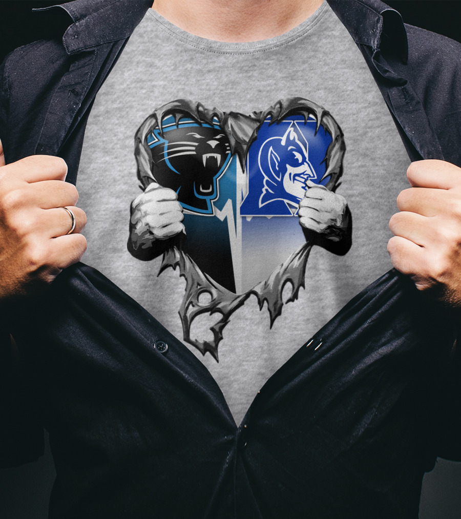 Carolina Panthers Duke Blue Devils Heart T-Shirt
