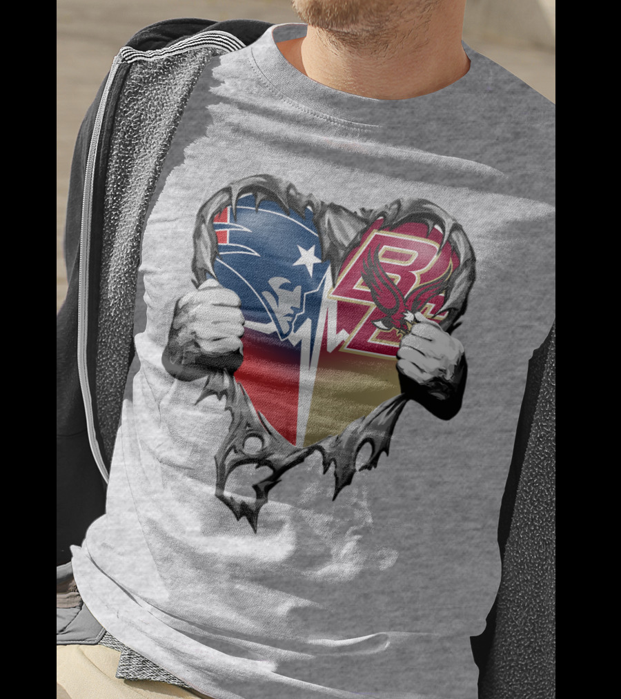 New England Patriots Boston College Eagles Heart T-Shirt