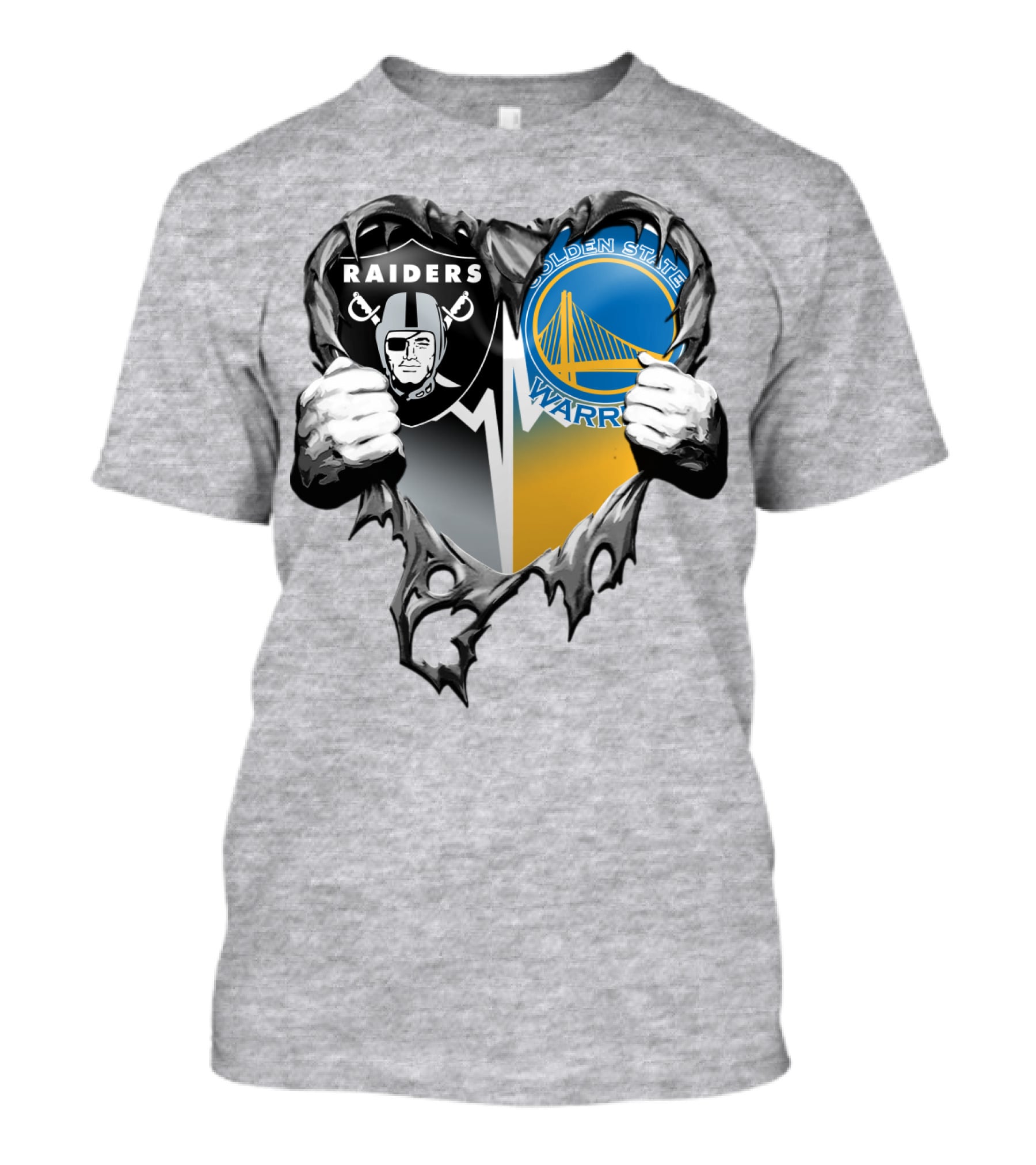 Raiders Golden State Warriors Heart Logo Xatt094 T-Shirt
