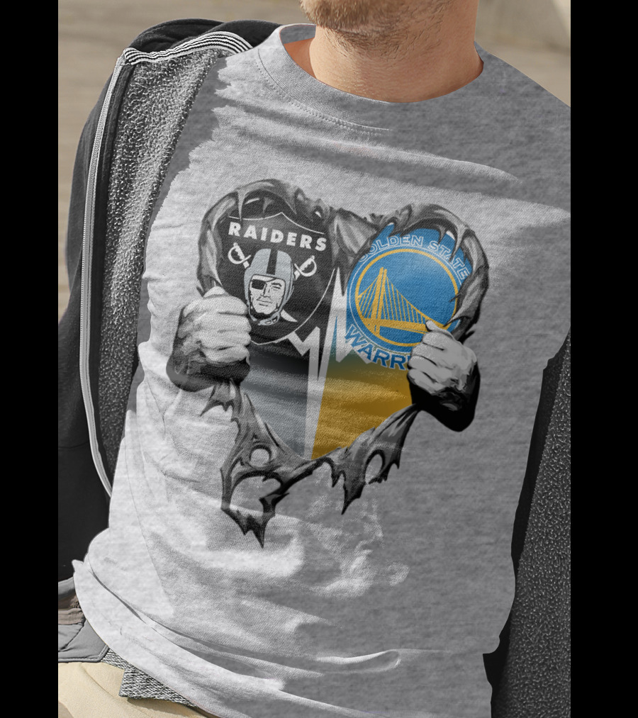 Raiders Golden State Warriors Heart Logo Xatt094 T-Shirt