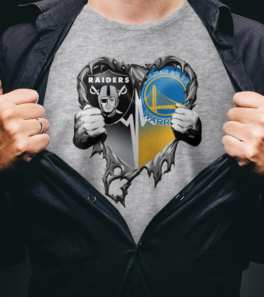 Raiders Golden State Warriors Heart Logo Xatt094 T-Shirt