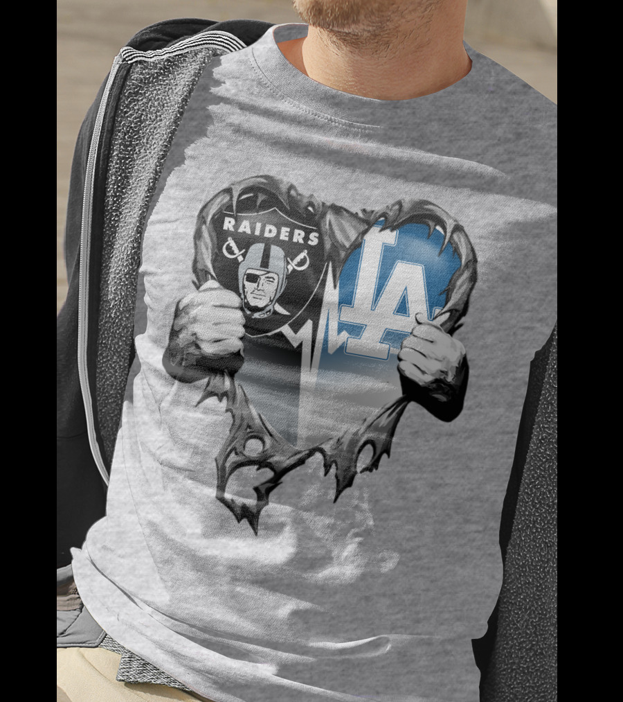 Raiders La Dodgers Heart Design Xatt095 T-Shirt