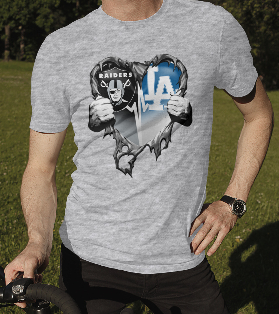 Raiders La Dodgers Heart Design Xatt095 T-Shirt