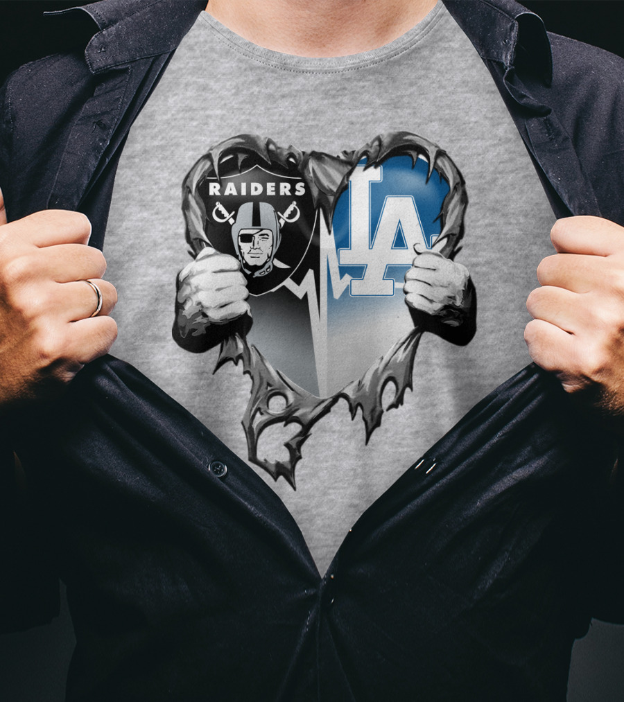 Raiders La Dodgers Heart Design Xatt095 T-Shirt