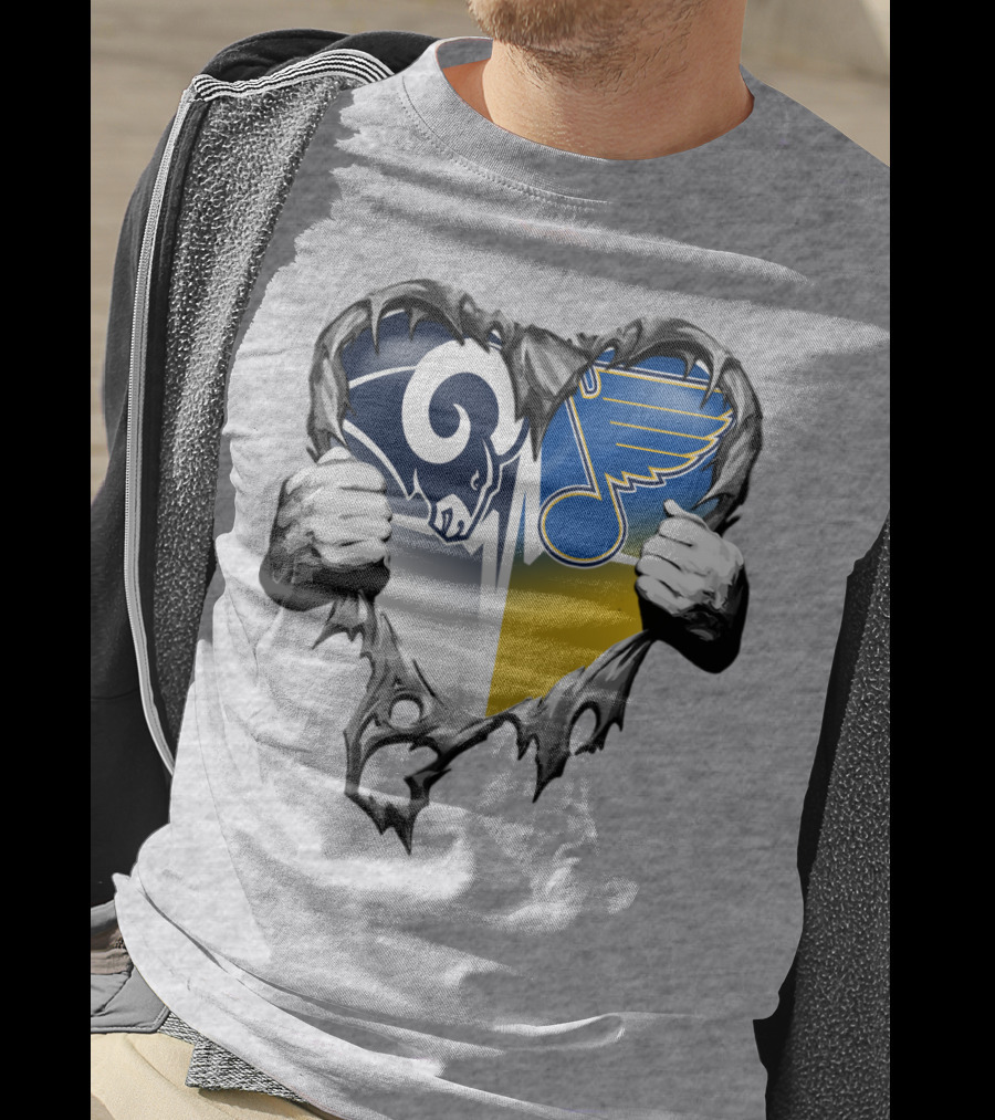 St. Louis Rams And Blues Heart Torn T-Shirt