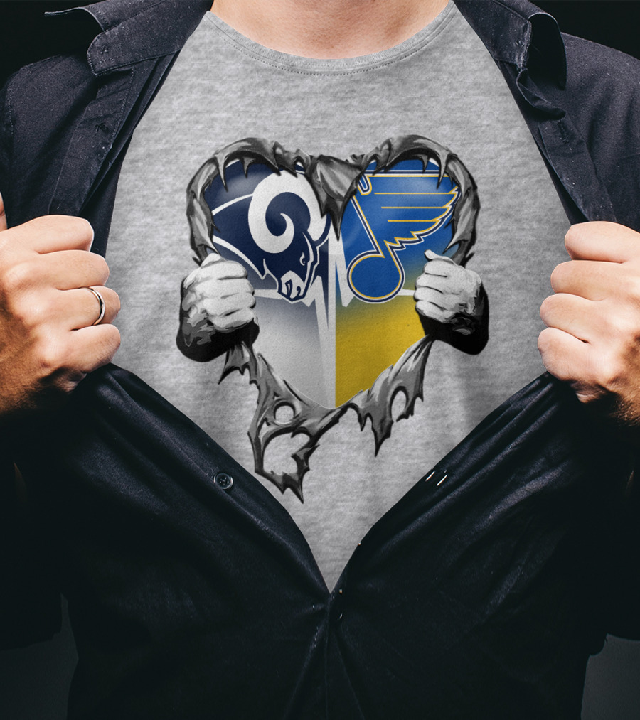 St. Louis Rams And Blues Heart Torn T-Shirt