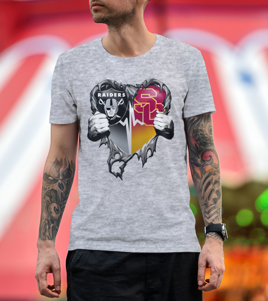 Raiders Usc Heart Logo Mashup T-Shirt
