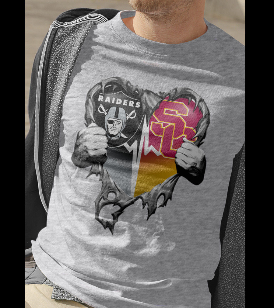 Raiders Usc Heart Logo Mashup T-Shirt