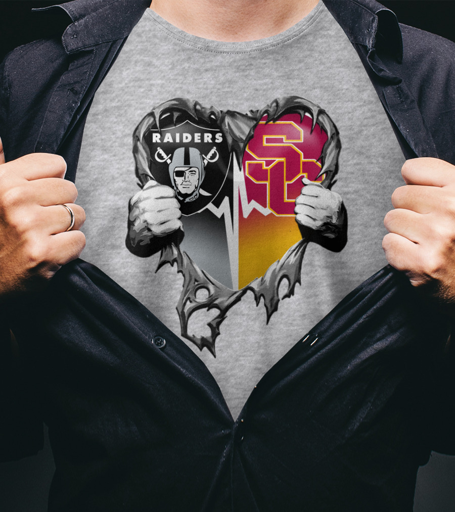 Raiders Usc Heart Logo Mashup T-Shirt