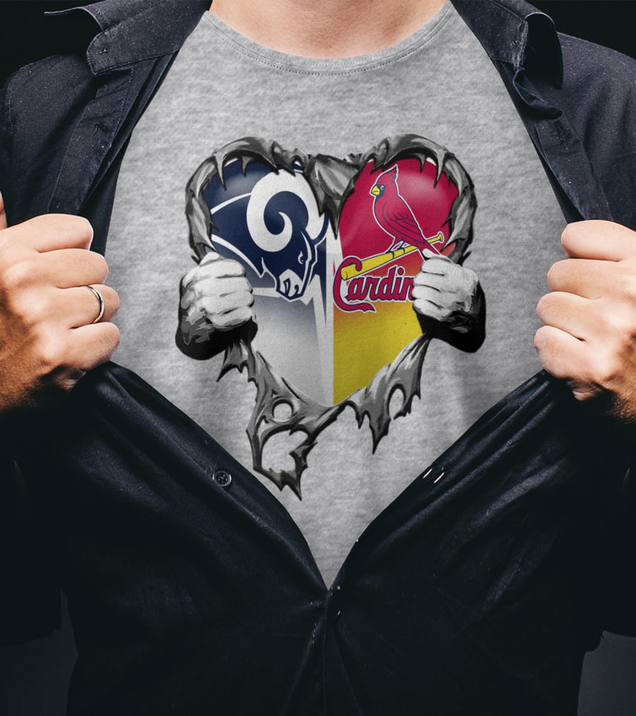 Rams Cardinals Heart Rip Combo T-Shirt