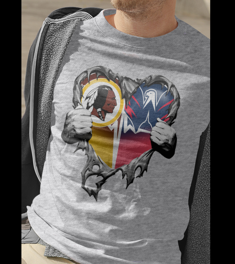 Washington Redskins Wizards Heart Logo Mashup T-Shirt