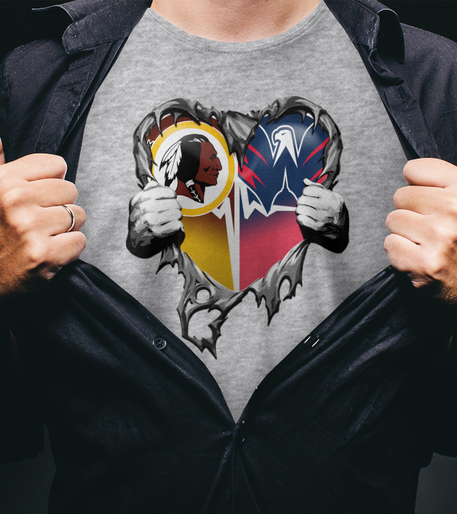 Washington Redskins Wizards Heart Logo Mashup T-Shirt