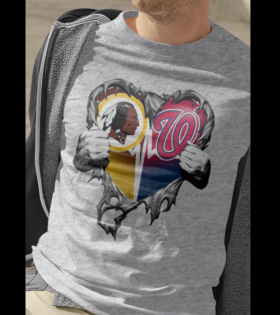 Washington Football Team And Nationals Heart Design Xatt105 T-Shirt