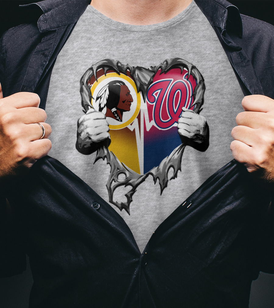 Washington Football Team And Nationals Heart Design Xatt105 T-Shirt