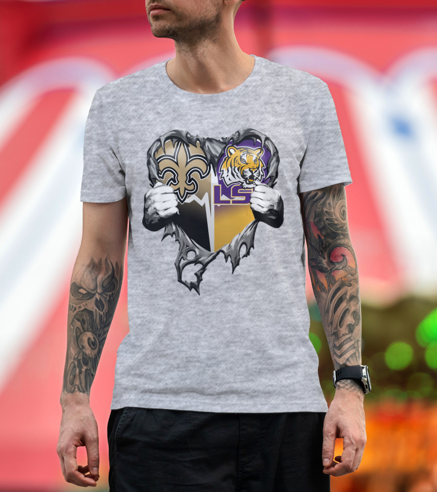 New Orleans Saints Lsu Tigers Heart T-Shirt