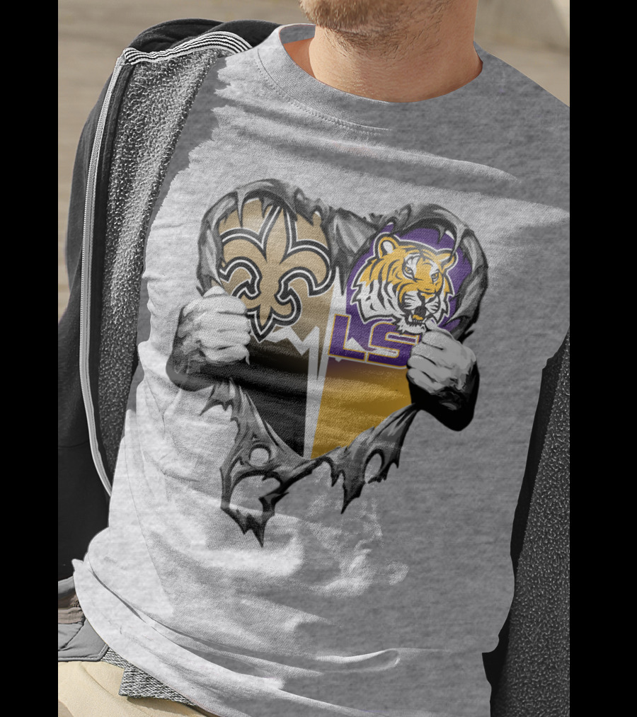 New Orleans Saints Lsu Tigers Heart T-Shirt