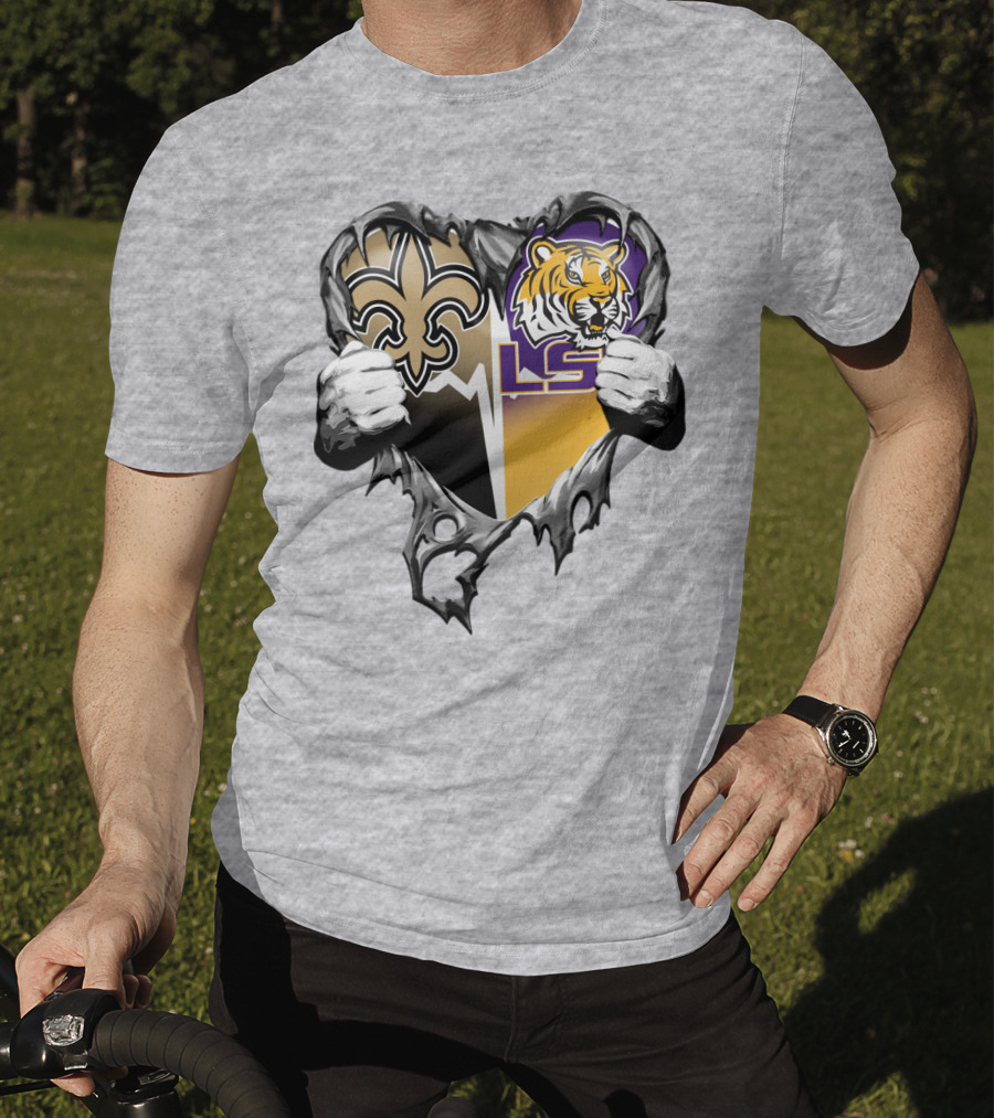 New Orleans Saints Lsu Tigers Heart T-Shirt