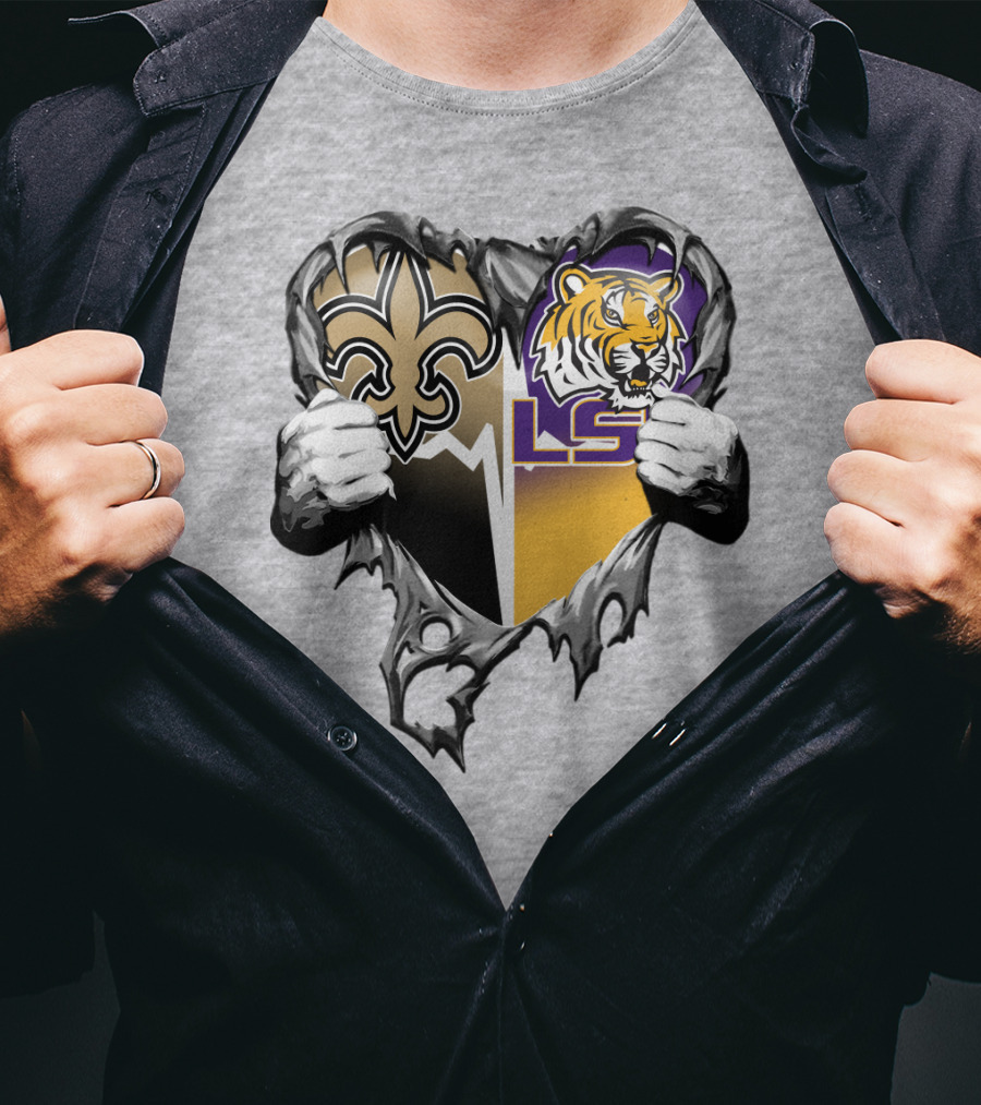 New Orleans Saints Lsu Tigers Heart T-Shirt